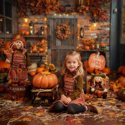 Mocsicka Fall Backdrop for Photography 7x5ft Autumn Pumpkin Decorations for Thanksgiving Party Fall Festival Maple Leaves Background Backdrop Photo Booth Props - size: 7x5ft