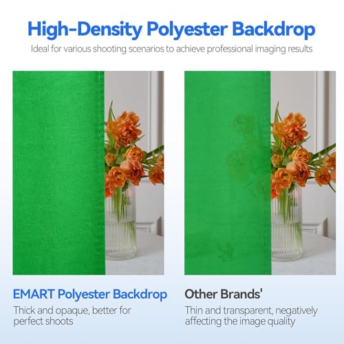EMART 7 x 10ft Green Screen Backdrop Kit with Tripod Stand, Photography Background Support System with 6 x9ft 100% Cotton Muslin Chromakey Backdrop for Photo Studio, Video Shooting, Live Streaming - size: 7*10ft Stand/6*9ft Backdrop