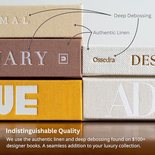 Decorative Books for Home Decor - Set of 3 Real Linen Hardcover Books with Blank Pages - Modern Farmhouse Coffee Table Decor, Shelf & Entryway Styling Accent (Neutral Tones)