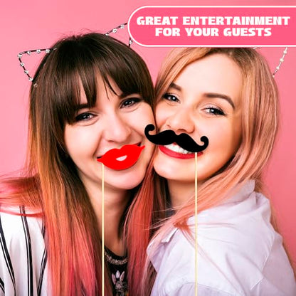 31Pcs Wedding Photo Booth Props – Funny Photo Booth Accessories with Variety Themes – Diverse & Vibrant Props For Photobooth, Designed to Elevate Wedding, Birthday & Party Photoshoots