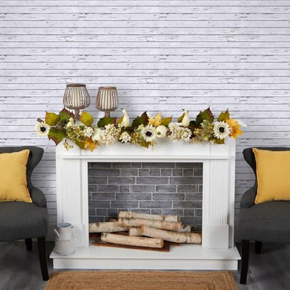 COMSTICKC 3D Faux Wood Wall Sticker, Peel and Stick Wall Covering,12 pcs of 22.8" x 11.8", DIY Lightweight PVC White Wood Self Adhesive Decorative Tiles Wallpaper,Paintable,Covers 22.48 sq.ft - color: White Wood