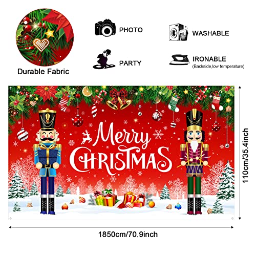 Irenare Christmas Backdrop Merry Christmas Banner Party Decoration Xmas Photography Background Photo Props for Winter Holiday New Year Eve Family Party Decoration Supplies(Nutcracker) - style: Nutcracker