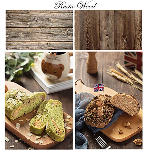 Food Photography Backdrops Paper 4 Pack Kit 22x34Inch/ 56x86cm Double Sided Photo Background Rolls Marble Wood Flat Lay for Product Jewelry Tabletop Prop Pictures, 8 Patterns, Double Side Backdrop-25