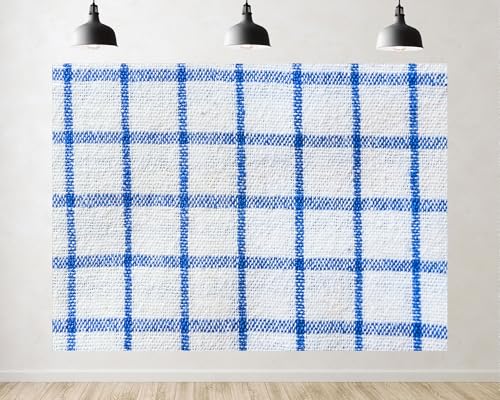 Trykid 20x10ft Blue White Checkered Backdrop Classic Timeless Textured Photography Background Kitchen Baking Class Country Event Retro Party Decoration Photo Booth Prop Fabric - size: 20x10ft