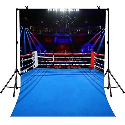 5x7ft Boys Birthday Party Photography Backdrop Boxing Ring Background for Children Men Portrait Birthday Party Banner Photo Booth Studio Props - color: Blue, size: 5x7ft
