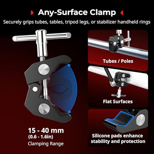 SmallRig Magic Arm Clamp w/ 1/4" Screw, Phone Mount for Magsafe & Magnetic Adapter Ring, 11 Inches Integrated Magic Arm for iPhone, for Android, for Action Cameras/LCD Monitor/LED Lights - 5604 - size: 11''+phone mount