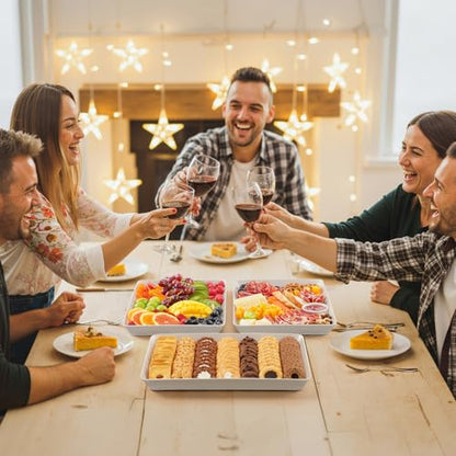 Lifewit Serving Tray for Party Supplies, Reusable Serving Platter for Catering, Snack, Fruit, Charcuterie, Appetizer, Plastic Food Trays, Hosting Essentials, BPA Free, 4 Pcs, Extra Large(16" x 12") - size: Extra Large(16x12)