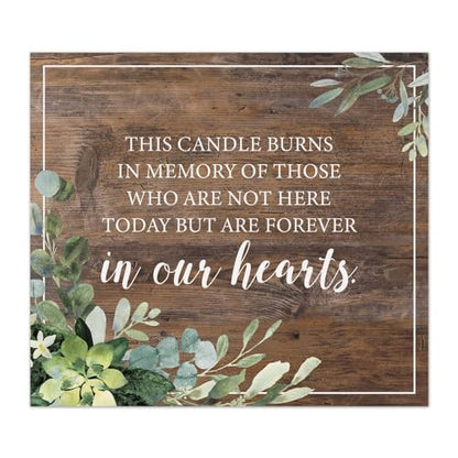 Lush Greenery This Candle Burns In Memory Of Sign / 8" x 9" Rustic Memorial Wedding Sign/Lush Greenery Table Top Remembrance Event Sign/Made In The USA - color: Lush Greenery, style: This Candle Burns