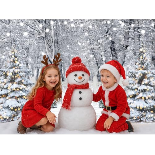 Winter Photography Backdrop Glitter Snowy Forest Pine Tree Background Snow Christmas Xmas Holiday Party Decor Banner Portrait Studio Booth Photobooth Props 7X5ft 115 - size: 7x5ft