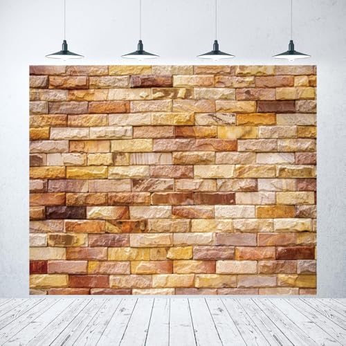 Yellow Brick Wall Backdrop 10x8ft Vintage Brick Wall Photography Background Wedding Baby Shower Birthday Party Decorations Banner Photo Booth Props - color: Yellow, size: 10x8ft
