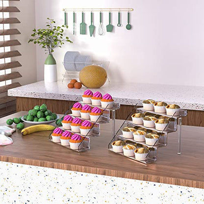 Sezanrpt Acrylic Perfume Display Stands Set of 2, 4 Tiered Cupcake Stand, Acrylic Funko Pop Display Shelves for Perfume Organizer, Shot Glass, Figures Collections, Makeup, 11.8x11x9.4 inch - size: 11.8x11x9.4 inch