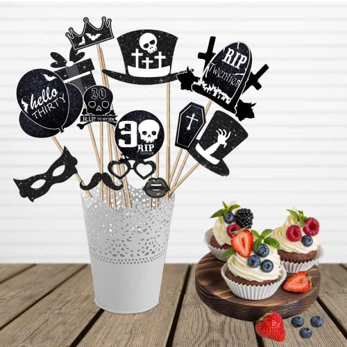 Cocomigo 30th Birthday Photo Booth Props, Death to Rip to My 20s Birthday Decorations for 30th Birthday, Glitter 20s Birthday Decorations Photo Booth Props cocomigo