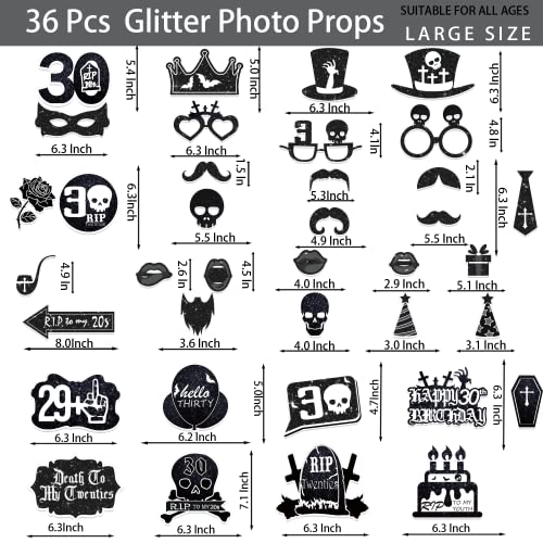 Cocomigo 30th Birthday Photo Booth Props, Death to Rip to My 20s Birthday Decorations for 30th Birthday, Glitter 20s Birthday Decorations Photo Booth Props cocomigo