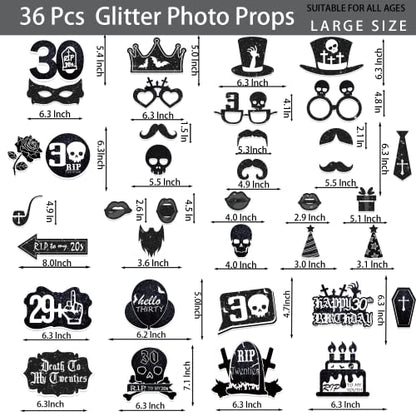 Cocomigo 30th Birthday Photo Booth Props, Death to Rip to My 20s Birthday Decorations for 30th Birthday, Glitter 20s Birthday Decorations Photo Booth Props cocomigo