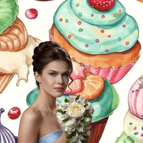 Cupcakes Donuts Muffins Sugar Backdrop Background for Photography 5x7ft Photobooth Professional Photo Backdrop Curtains Video Photography Studio Photo Backgrounds Banner BoothScreen Parties - color: Cupcakes Donuts Muffins Sugar