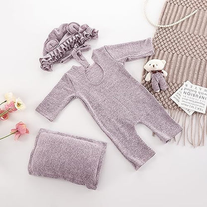 Holibeat Baby Girl Purple Photography Props Super Soft Newborn Girl Photo Shoot Outfits Costumes - color: Purple