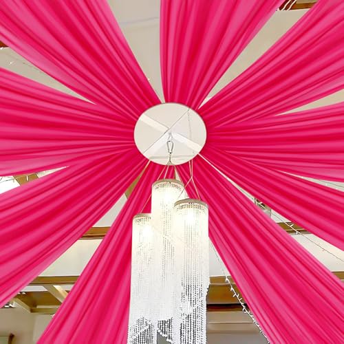DUOBAO Elegant 20ft Hot Pink Chiffon Wedding Curtains - 4 Panels Sheer Drapes for Stage, Tent, and Photo Backdrops Christmas and Photography - color: Hot Pink, size: 60"W x 240"L (Pack of 4)