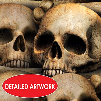 Beistle Catacombs Backdrop Wall Decorations – 2 Realistic Skull and Bone Printed Plastic Wall Coverings, Halloween Haunted House Party Décor Indoor Spooky Scene Background Display, 4 Ft x 30 Ft Each - style: Catacombs - 2 Piece
