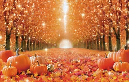 Fall Photography Backdrop 7x5ft, Autumn Maple Leaves Photo Background, Pumpkins Background for Thanksgiving Party, Farm Harvest Photo Booth Props - color: Autumn Backdrop-1, size: 7×5ft