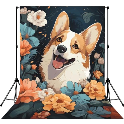 Corgi Pattern Backdrop Background for Photography 5x7ft Photobooth Professional Photo Backdrop Curtains Video Photography Studio Photo Backgrounds Banner Booth Background Screen Parties - color: Corgi Pattern