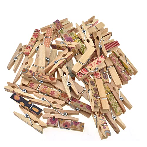 HAHIYO Colorful Painted Wooden Clothes Pins Clothespins Small Aviod Fall Apart 1.38 Inches Length 50 Pack Strong Springs No Rust No Discoloration for Laundry Bathroom DIY Craft Photos Food Opened Bags - size: Colorful Painted 1.38 inches 50 Pack
