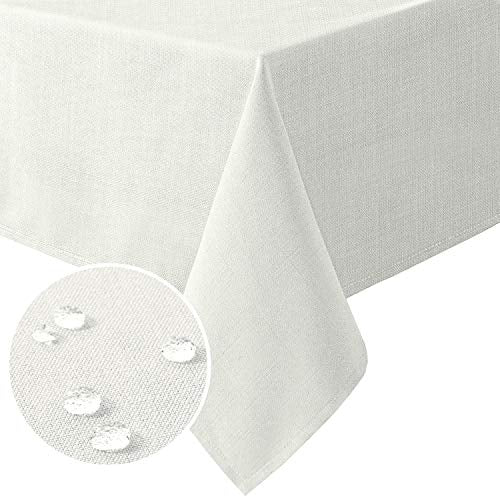 H.VERSAILTEX Linen Textured Table Cloths 54 x 54 Inch Premium Solid Tablecloth Spill-Proof Waterproof Table Cover for Dining Buffet Feature Extra Soft and Thick Fabric Wrinkle Free, Ivory - color: Ivory, size: 54" x 54" (Square)