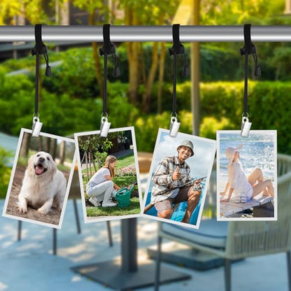 Cosmos 6 Pcs Backdrop Clips Clamps, Background Muslin String Clips Holder Photography Cloth Clip Adjustable Elastic Nylon Photo Clips for Photo Video Studio, Black