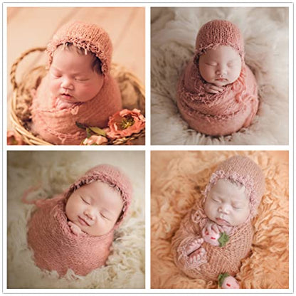Baby Photography Props Luxurious Lace Hat with Blanket Newborn Photo Shoot Outfits Infant Princess Photos Hats Wrap Set (Orange) - color: Orange