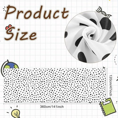 Classroom Fabric Bulletin Board 47x141inch Black Dots White Back to School Classroom Backdrop Decoration for Wall Door Background, DIY Crafts, Bulletin Boards, Pillows, Curtains, Reusable, Easy to Cut - style: White Polka Dots