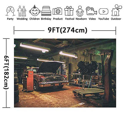 Old Garage Backdrops for Photography, 9x6FT, Car Repair Backgrounds, Themed Party Photo Booth Studio Props LUZZ541 - size: vinyl-9x6ft