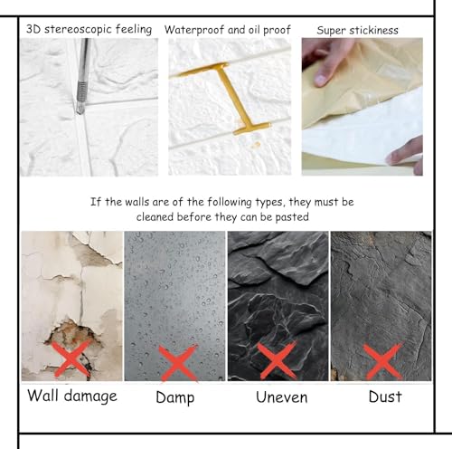 3D Wall Panels Peel and Stick in Black Grey Stone, 20 PCS XPE Foam 3D Wallpaper, Textured Faux Brick Wall Panels for Bedroom, Stairs, Kitchen - color: Black Rock, size: 20PCS