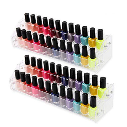 Acrylic Organizer Storage Case Brochure Display Holders for Essential Oil Cosmetic Dropper Bottle Condiment Nail Polish Paint Rack Shelves Fair Gifts Samples Showing Stand 2 Sets 2 Tiers Clear Plastic - size: 2 Sets 2 floor