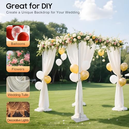 4 Post Backdrop Stand Kit,Party Back Drop Adjustable Stand,Wedding Arch Backdrop Stand 9.84 * 9.84 * 9.84ft Background Canopy Kit for Wedding Photography Show (9.84 * 9.84 * 9.84ft) - size: 9.84*9.84*9.84ft