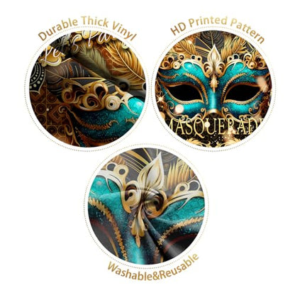 Masquerade Backdrop, Mardi Gras Luxury Glitter Gold Retro Backdrops for Ball Dance Mask Birthday Party Photography Decorations Supplies Favors Banner Photo Booth Props, 8 x 6 ft - size: 8x6ft