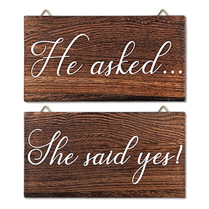 Blulu 2 Pieces She Said Yes Sign Wedding Engagement Decor Photo Props Sign for Party Wall Decor Wood Hanging Handmade Couple Keepsake for Engagement Wedding