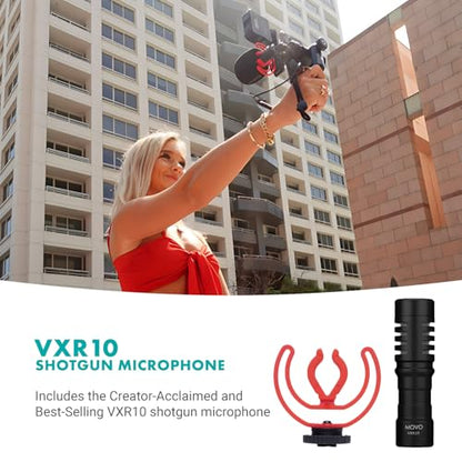 Movo iVlogger-PRO Vlogging Kit with Full Tripod for iPhone/Android - USB-C/Lightning YouTube Starter Kit for Content Creators - Accessories: Phone Tripod, Phone Mount, RGB Light and VXR10 Shotgun Mic