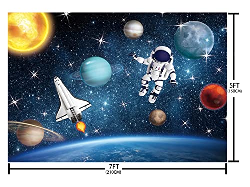 AIBIIN 7x5ft Outer Space Photo Backdrop Universe Planet Star Galaxy Astronaut Rocket Photography Background Kids Boy Birthday Party Decorations Banner Photo Props - size: 7x5ft