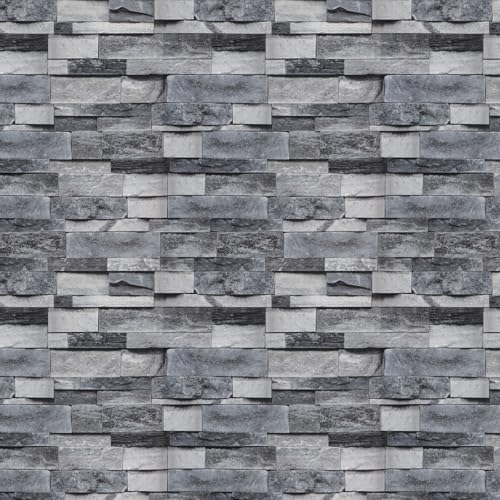 Timeet Grey Brick Wallpaper Peel and Stick Wallpaper Vintage Brick Wallpaper 17.7”X 393.7” Self-Adhesive Removable Wallpaper for Kitchen Bedroom Living Room Decoration - color: Vintage Grey, size: 17.7" x 393.7"