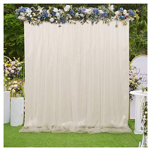 Ivory Tulle Backdrop Curtains 5ftx7ft Weddings Backdrop Drapes for Baby Shower Party Photo Wall Stage Ceremony Photography Background - color: Ivory
