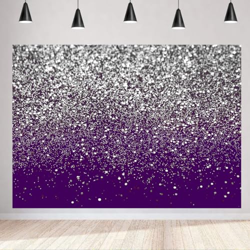 10x8ft Purple Bokeh Backdrop Birthday Silver Spots Bokeh Wedding Prom Graduation Photography Background X-223 - color: Purple, size: 10X8ft