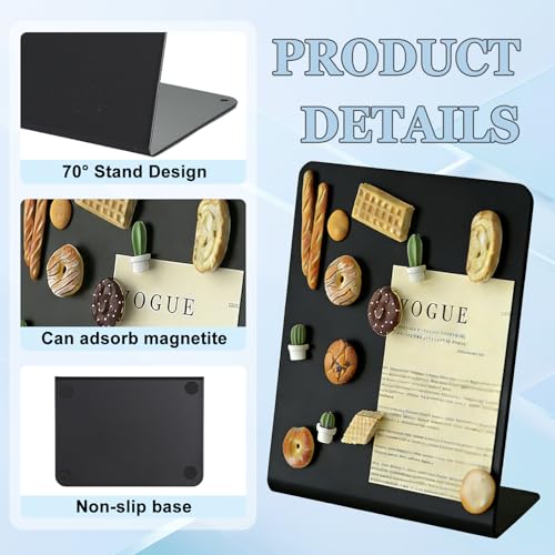 2 Pack Desk Magnetic Bulletin Board Metal Tabletop Memo Souvenir/Photos Display Board Magnet Display Stand for Home School Kitchen Office (2, Black, S) - color: Black, size: S