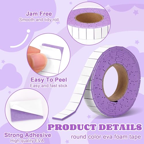 168 Pcs Foam Tape Craft Double Sided Precut 3/4 X 1/2 Inch 3D Adhesive Foam Squares Self Adhesive Dots Purple for Halloween Christmas DIY Crafts Art Sewing Supplies（1 Roll,Purple） - color: Purple, style: 1 Tape