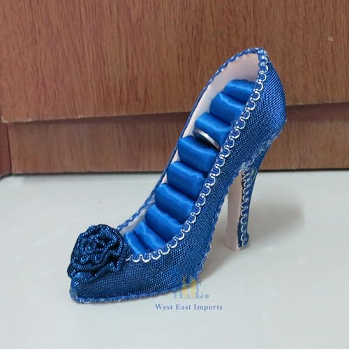 Ring Holder High Heel Shoe Design Fashion Jewelry Organizer Display Birtyday Gift (HW229R/blu) - color: HW229R/blu