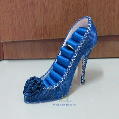 Ring Holder High Heel Shoe Design Fashion Jewelry Organizer Display Birtyday Gift (HW229R/blu) - color: HW229R/blu