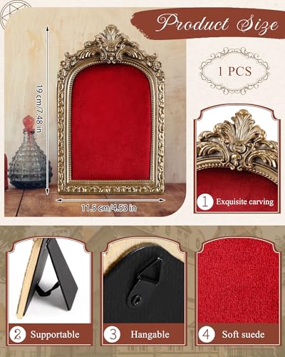 Wonderjune Jewelry Display Stand Vintage Necklace Organizer Ring Holder Earring Tray Resin Jewelry Photography Props Frame with Velvet Backing for Gifts - color: Red, size: 7.4 x 4.5 Inches, style: Elegant