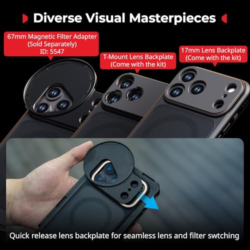 SMALLRIG Mobile Video Cage for iPhone 17 Pro, with Phone Case/TPU Soft Frame/T-Mount & 17mm Threaded Lens Backplate, Phone Video Rig for Videography Recording Vlog, Flagship Edition - 5542 - style: Flagship Cage