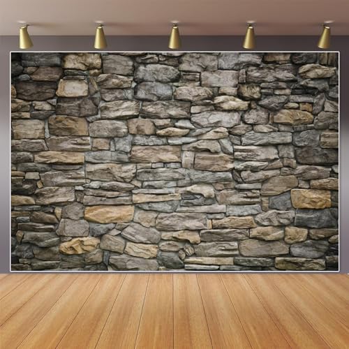 Stone Brick Wall Photography Backdrop Stone Backsplash Brick Wallpaper Background Baby Adult Family Artistic Portrait Photo Video Shooting Studio Props 10X8FT