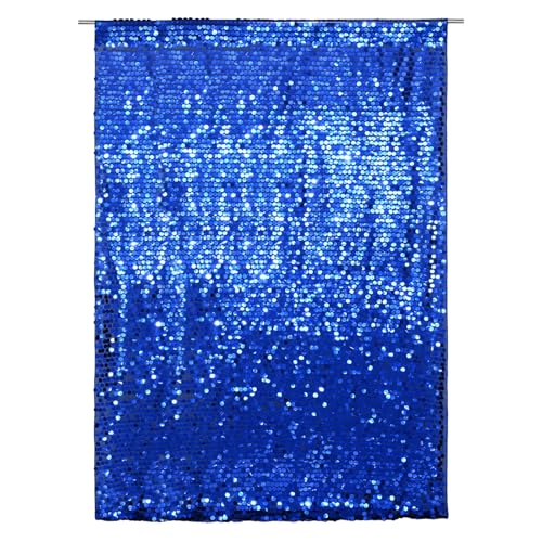 SquarePie Shimmer Wall Backdrop Big Payette Sequin Curtain 4FT x 7FT Navy Blue Background for Party Wedding 1 Panel - color: Navy Blue