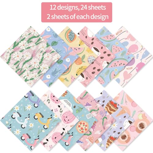 6x6" 160gsm Cardstock Single Sided Scrapbooking 24 Papers Pad Vintage Decoupage Scrapbook Kit Patterned Paper Junk Journal Supplies Journaling Supply Scrap Paper Crafting. Cartoon - color: 24sheets-cartoon