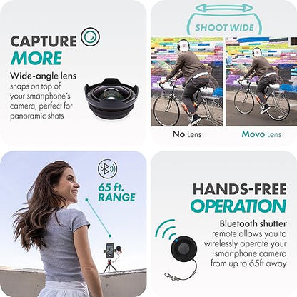 Movo iVlog1 Vlogging Kit - iPhone Lightning Compatible YouTube Starter Kit - Shotgun Microphone, Mini Tripod, LED Light, Wide-Angle Lens, Lightning Adapter - size: Lightning